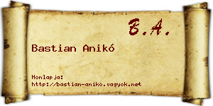 Bastian Anikó névjegykártya